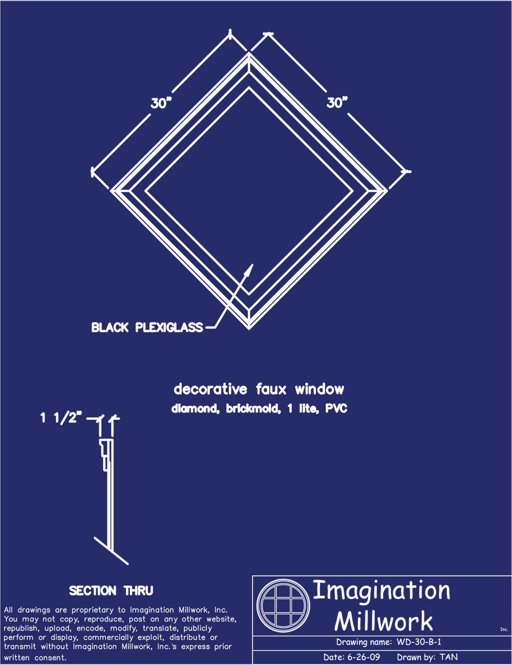 Draw Diamond Window Diamond Windows - Decorative Faux Window – Imagination Millwork