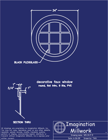 Faux Window - Round - 34" diameter
