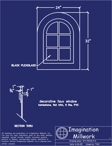 Faux Window - Tombstone Shape - 24" x 32"